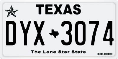 TX license plate DYX3074