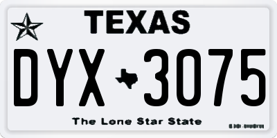 TX license plate DYX3075