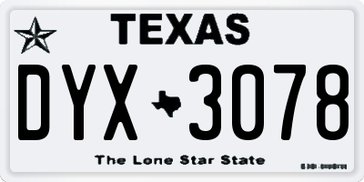 TX license plate DYX3078