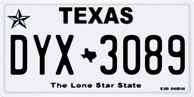 TX license plate DYX3089
