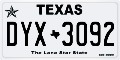 TX license plate DYX3092
