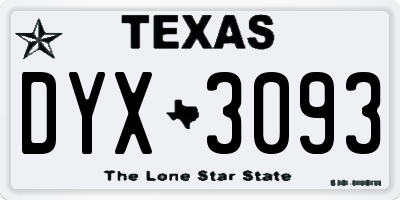 TX license plate DYX3093
