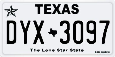 TX license plate DYX3097