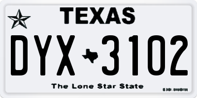 TX license plate DYX3102