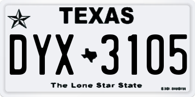 TX license plate DYX3105