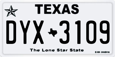 TX license plate DYX3109