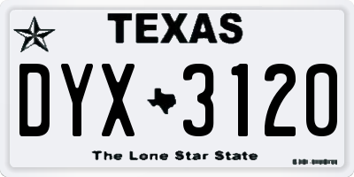 TX license plate DYX3120