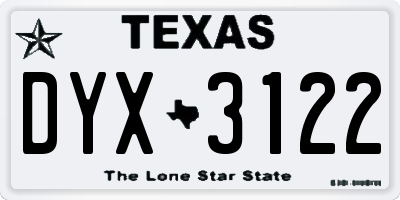 TX license plate DYX3122