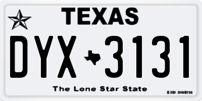 TX license plate DYX3131