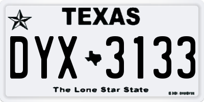 TX license plate DYX3133