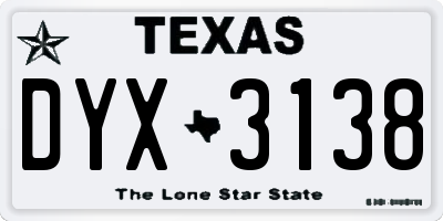 TX license plate DYX3138