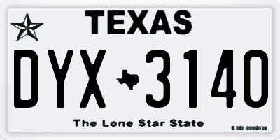TX license plate DYX3140