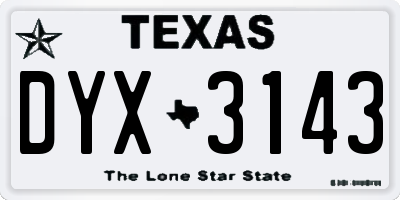 TX license plate DYX3143