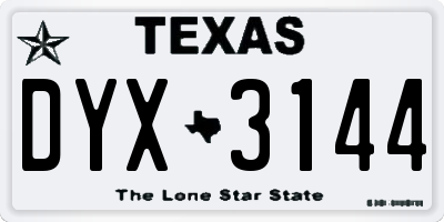 TX license plate DYX3144
