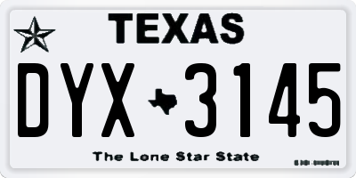 TX license plate DYX3145