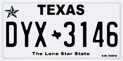 TX license plate DYX3146
