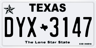 TX license plate DYX3147