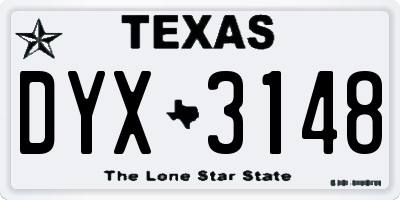 TX license plate DYX3148