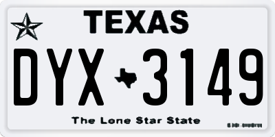 TX license plate DYX3149
