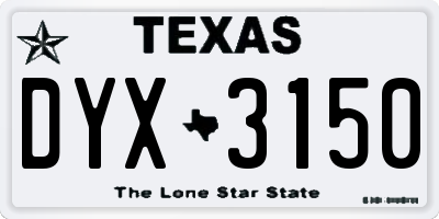 TX license plate DYX3150