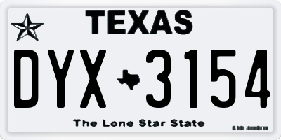 TX license plate DYX3154