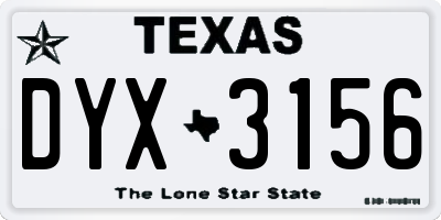 TX license plate DYX3156