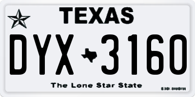 TX license plate DYX3160