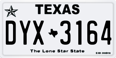 TX license plate DYX3164