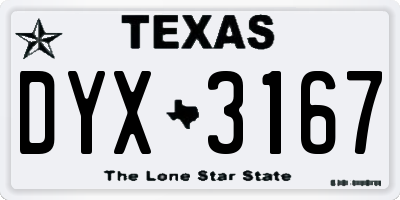 TX license plate DYX3167