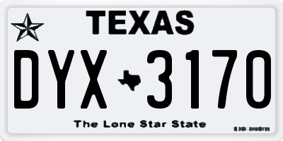 TX license plate DYX3170