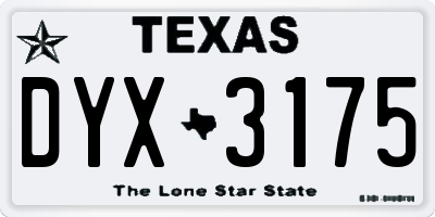 TX license plate DYX3175