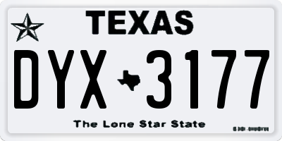 TX license plate DYX3177