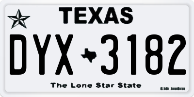 TX license plate DYX3182
