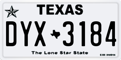 TX license plate DYX3184