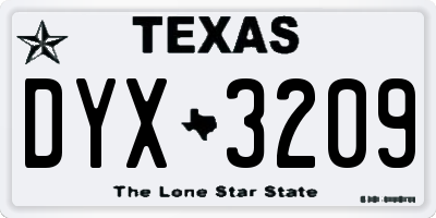 TX license plate DYX3209