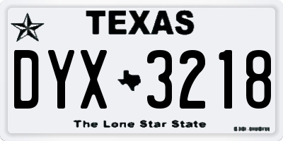 TX license plate DYX3218