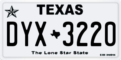 TX license plate DYX3220