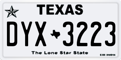 TX license plate DYX3223