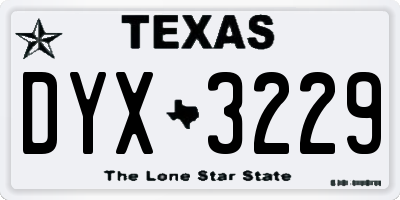 TX license plate DYX3229