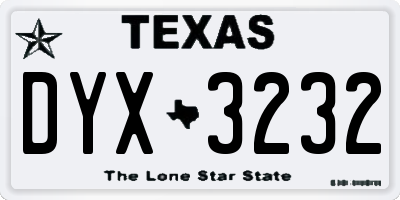 TX license plate DYX3232