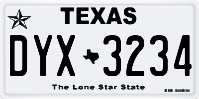 TX license plate DYX3234