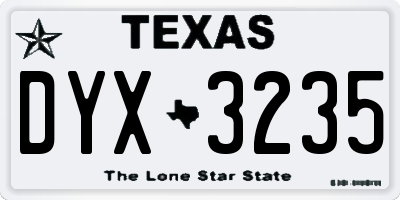TX license plate DYX3235