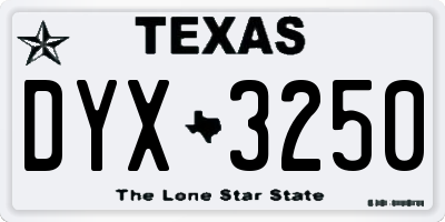 TX license plate DYX3250