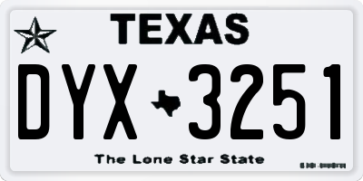 TX license plate DYX3251