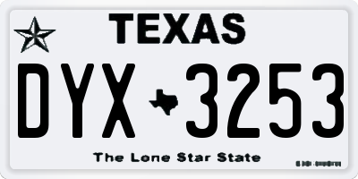 TX license plate DYX3253