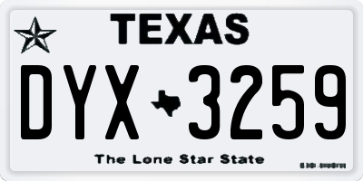 TX license plate DYX3259