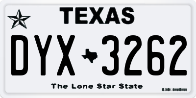TX license plate DYX3262