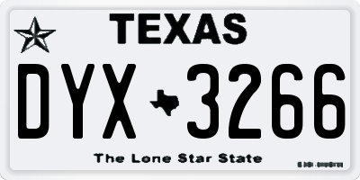 TX license plate DYX3266