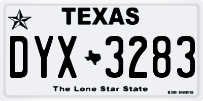 TX license plate DYX3283