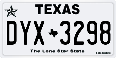 TX license plate DYX3298